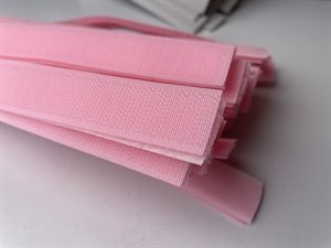 Velcrobånd 50 cm - lyserød i 2 cm bredde, påsyning.